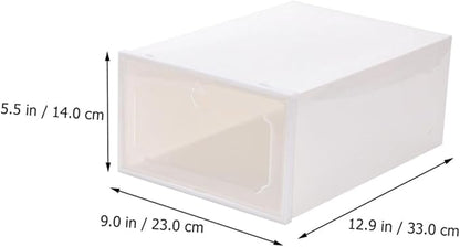 SHINEOFI 6pcs Large Capacity Pearl White Plastic Shoe Storage Boxes with Flip- Design, Stackable Shoe Organizer for Closet and Home Storage
