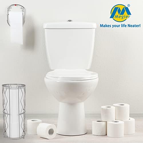 Decorative Metal Standing Toilet Tissue Holder for Bathroom/Powder Room, Compact Tissue Reserve for 3 Rolls of Toilet Paper Grey - Image 4