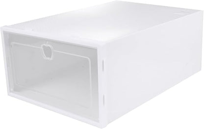 IMIKEYA 6pcs Stackable Shoe Boxes Plastic Storage Organizer with Drawer Design Small Size for Women's Sneakers and Boots, White Lid with Pattern Assorted style
