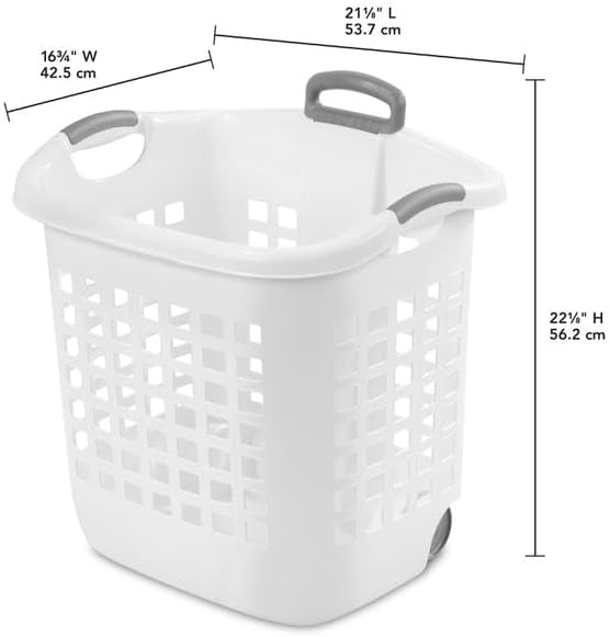 Sterilite 1.75 Bushel Ultra™ Wheeled Laundry Basket Plastic, White, (Pack of 1)