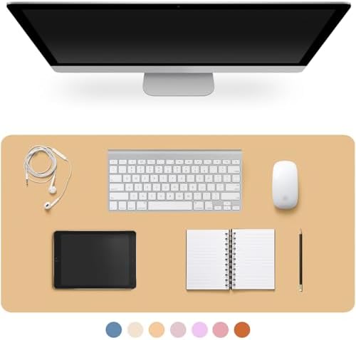Leather Desk Pad Protector,Non-Slip Desk Pad(Apricot, 31.5" x 15.7") by CADONO