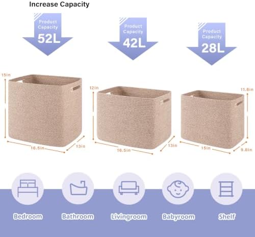 OIAHOMY 2 PACK Tall Storage baskets 55L Collapsible Storage Bins Pure Brown - Image 2
