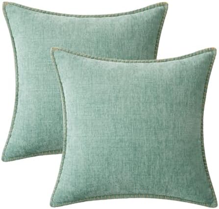 MIULEE Decorative Couch Throw Pillow Covers 20x20 Inch Aqua Green 2 Pack - Image 6