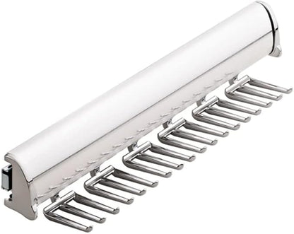 TAG Hardware Designer 15 Hook Full Extension Telescopic Tie Rack Closet Organizer (Polished Chrome)