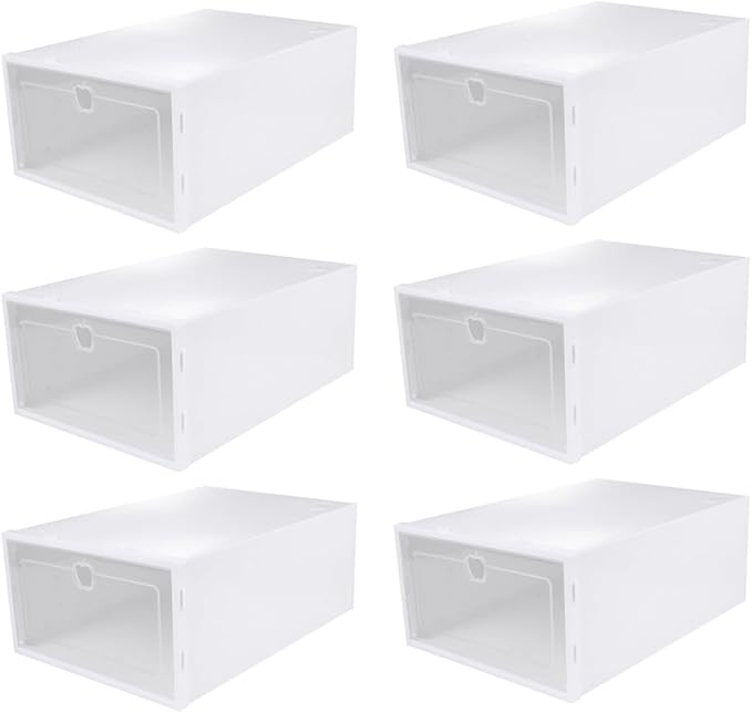 iplusmile 6pcs Transparent Shoe Storage Boxes Thickened PP Material Drawer Organizer for High Heels Sneakers Slippers Boots Protective Stackable Shoe Display Containers