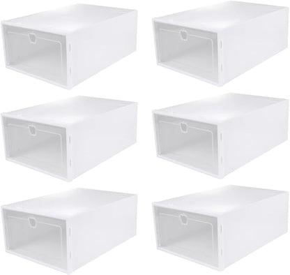 iplusmile 6pcs Transparent Shoe Storage Boxes Thickened PP Material Drawer Organizer for High Heels Sneakers Slippers Boots Protective Stackable Shoe Display Containers