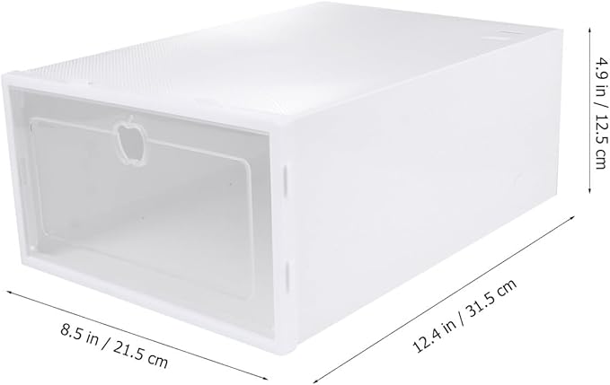IMIKEYA 6pcs Stackable Shoe Boxes Plastic Storage Organizer with Drawer Design Small Size for Women's Sneakers and Boots, White Lid with Pattern Assorted style