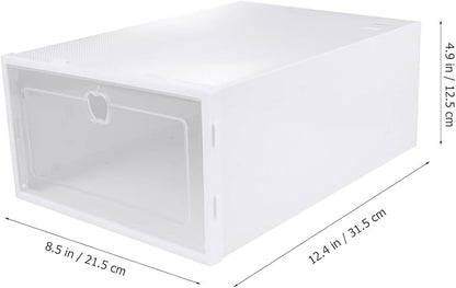 IMIKEYA 6pcs Stackable Shoe Boxes Plastic Storage Organizer with Drawer Design Small Size for Women's Sneakers and Boots, White Lid with Pattern Assorted style