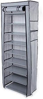 9 Tier Shoe Rack, Space Saving Portable Shoe Rack Storage Organizer, 10 Tiers 9 Lattices Non-Woven Waterproof Fabric Cover Shoe Rack (Grey, 10 Tiers 9 Lattices)