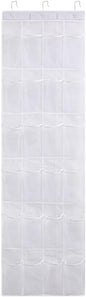 Shoe Holder For Doors Over Door Shoe Rack Hanging Shoe Organiser with Multi Pocket Hanging Bag for Closet Space Saver Stores Shoes and Accessories(24 Pocket white)