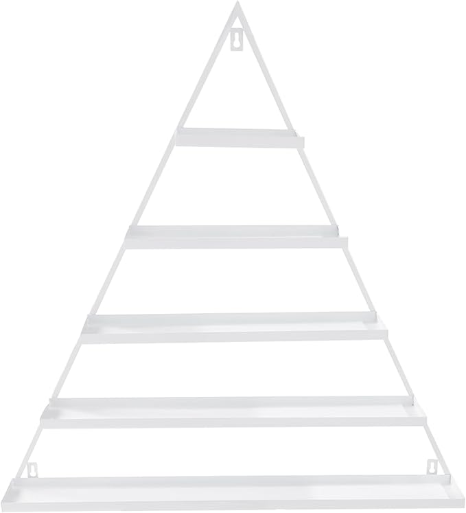 Metal Wall-Mounted Nail Polish Storage Racks, 5 Tiers Nail Polish Storage Racks, 10PCS Triangular Cosmetic Display Racks, Lipstick Perfume Wall Shelf for Spa Nail Salon Shop Home (White)