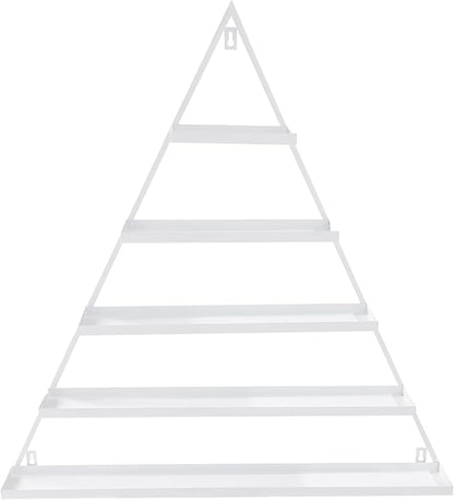 Metal Wall-Mounted Nail Polish Storage Racks, 5 Tiers Nail Polish Storage Racks, 10PCS Triangular Cosmetic Display Racks, Lipstick Perfume Wall Shelf for Spa Nail Salon Shop Home (White)