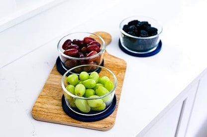 6-Piece Glass Food Storage Containers Set (3 Containers + 3 BPA-Free Lids) | 2-Cup, Leakproof | Microwave, Freezer, Oven & Dishwasher Safe | Ideal for Meal Prep & Pantry Organization, Blue