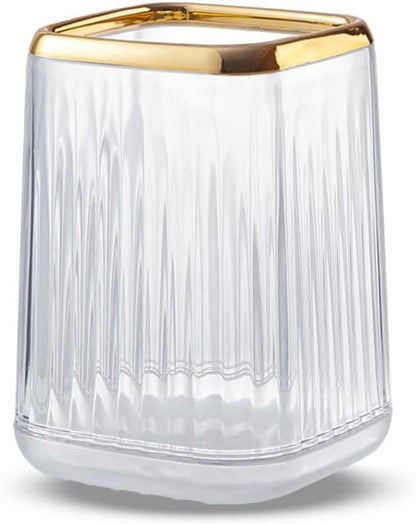 Makeup Brush Cup Holder Organizer for Vanity, Acrylic Clear Make Up Brushes Holders Container Storage with 3 Colors Available, Pen Pencil Holder Cosmetic Cup for Office Desktop Bathroom Countertop
