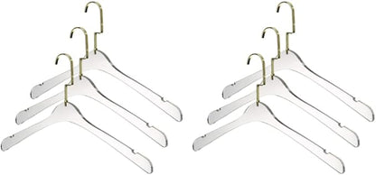 YBM Home Quality Acrylic Clear Hangers Made of Clear Acrylic for a Luxurious Look and Feel for Wardrobe Closet, Clothes Hangers Organizes Closet, Men, Gold w/Flat Hook, 4104-6