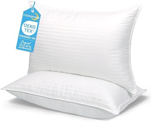 COZSINOOR Bed Pillows for Sleeping Queen Size - Breathable Hotel Quality Set of 2 - Down Alternative Microfiber Filled for Back, Stomach, Side Sleepers, Cooling & Skin-Friendly by COZSINOORBEDDING