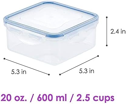 LOCK & LOCK Easy Essentials Food Storage lids/Airtight containers, BPA Free, Square-20 oz-for Coffee, Clear
