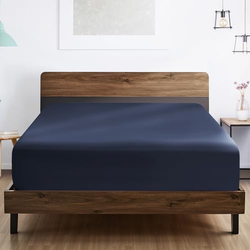 FreshCulture Queen Fitted Sheet Only - Hotel Quality Ultra Soft & Breathable Brushed Microfiber Fitted Sheet with 21 Inch Deep Pockets - Fits Queen Size Bed (Navy Blue) - Image 6