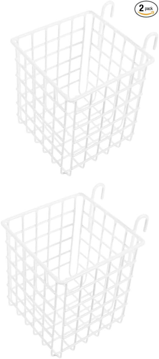 Mobestech 2pcs Over Door Iron Wire Basket Sturdy Hanging Organizer for Kitchen Bathroom and Bedroom Storage Rack with Hooks Easy Installation Space Saving