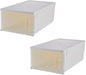 Housoutil 2pcs Plastic Shoe Storage Boxes with White Lids Large Shoes Organizer Containers for Home Closet Storage and Display