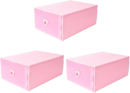 LABRIMP 3Pcs Transparent Drawer Storage Box for Shoes Sturdy Plastic Organizer with Capacity Dust and Moisture Design for Home Closet and Dorm Use