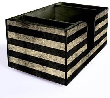 Wooden Utensil Holder Napkin Bar Caddy Parent (American Flag Black)