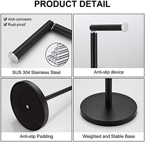 BGL Toilet Paper Holder Standing On Floor Black Matte, Tissue Holder On Floor with Reserve Storage Paper Rolls, Free-Standing Roll Paper Holder - Image 3