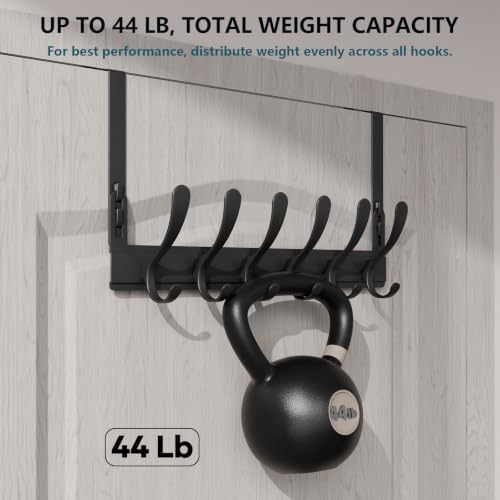 Over The Door Hooks, Heavy Duty Towel Rack with 6 Hooks, Stainless Steel Door Hanger Organizer for Bathroom, Bedroom & Closet, Back of Door Hooks for Clothes, Coats & Bags - Image 6