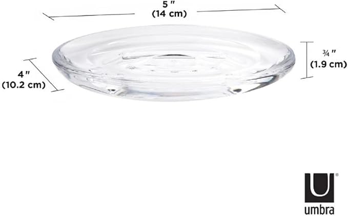 Umbra Droplet Acrylic Soap Dish Container For Bathroom - Acrylic Soap Bar Holder For Bath Sink - Nicely Fits Into Amenity Tray and Holds the Soap Bar Preventing It From Dirt and Ensures Zero Waste