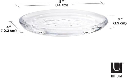 Umbra Droplet Acrylic Soap Dish Container For Bathroom - Acrylic Soap Bar Holder For Bath Sink - Nicely Fits Into Amenity Tray and Holds the Soap Bar Preventing It From Dirt and Ensures Zero Waste