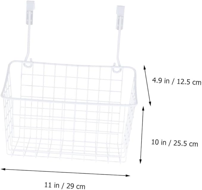 Cabilock White Hanging Rack Cabinet Basket Over Door Organizer for Kitchen Bathroom Office Rust Resistant Storage Holder with High Temperature Coating Easy Installation and Space Saving