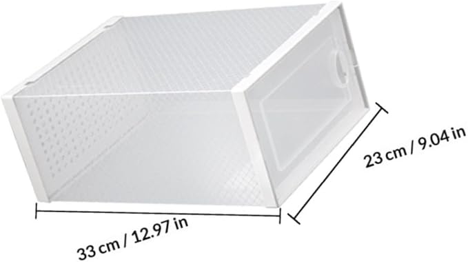 BESPORTBLE Stackable Clamshell Shoes Organizer with Dustproof Flip Cover White Plastic Shoe Storage Box for Home Closet
