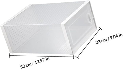 BESPORTBLE Stackable Clamshell Shoes Organizer with Dustproof Flip Cover White Plastic Shoe Storage Box for Home Closet