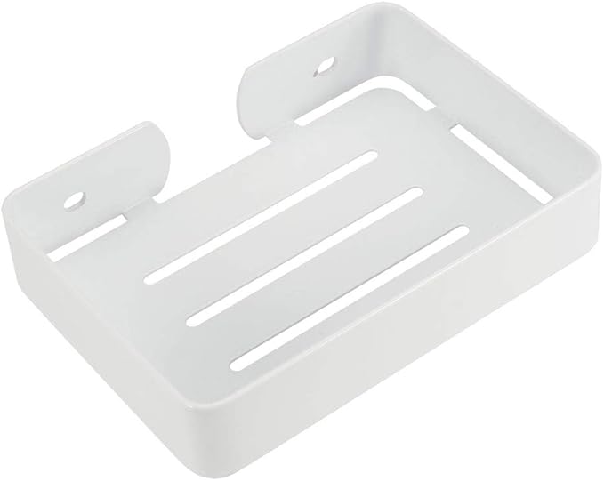 uxcell Soap Dish Holder Saver SUS304 Stainless Steel Wall Mounted Tray with Installation Kits White for Shower Bathroom Tub and Kitchen Sink