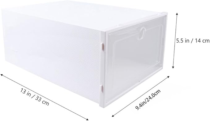 Lurrose 6pcs Stackable Shoes Organizer Boxes 33x24x14cm Plastic Dustproof Drawer Shoe Storage Container for Men Space-saving Closet Storage