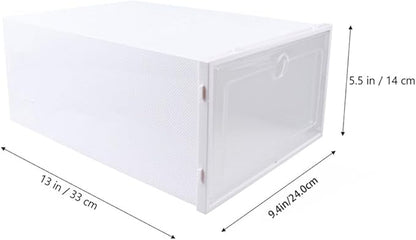 Lurrose 6pcs Stackable Shoes Organizer Boxes 33x24x14cm Plastic Dustproof Drawer Shoe Storage Container for Men Space-saving Closet Storage