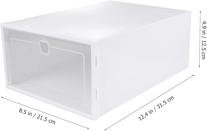 Healifty 6pcs Stackable Shoe Box Organizer Thickened Transparent PP Material Sneaker Storage for High Heels Slippers Boots and Sports Shoes Versatile Closet Display Containers White Frame