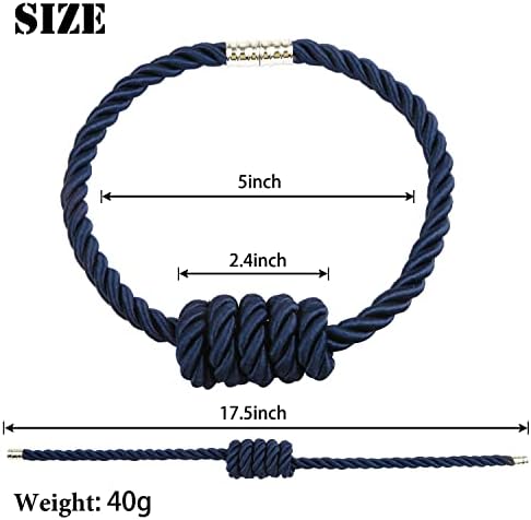 BEL AVENIR Magnetic Curtain Tiebacks 2 Pack Hand-Woven Curtain Ties - Image 2