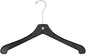 NAHANCO Plastic Coat Hanger - Heavy Weight w/Chrome Long Hook - 17" Black (Pack of 100), Made in America