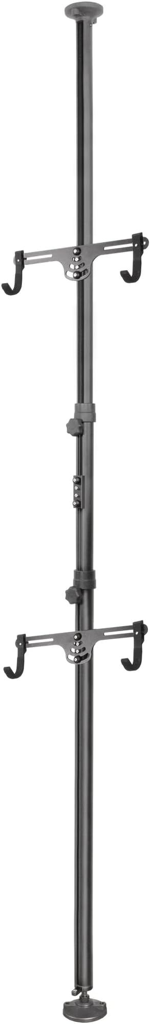 CyclingDeal Floor to Ceiling 2 Bike Storage Stand | Adjustable Aluminum Dual Hanger Pole Rack with Gravity Hooks & Locking Mechanism | Extends 5ft to 10ft | No-Drill Indoor Garage Apartment