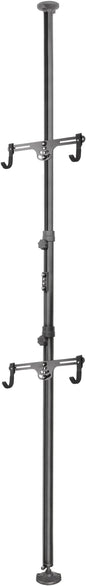 CyclingDeal Floor to Ceiling 2 Bike Storage Stand | Adjustable Aluminum Dual Hanger Pole Rack with Gravity Hooks & Locking Mechanism | Extends 5ft to 10ft | No-Drill Indoor Garage Apartment