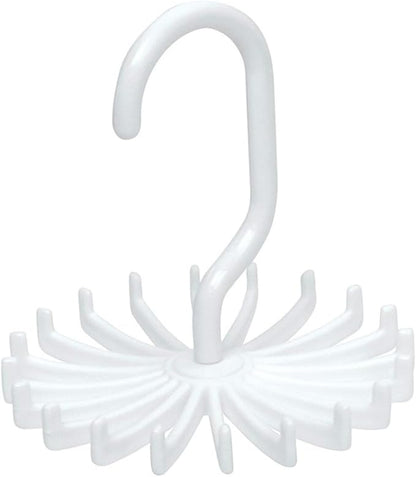 VOSAREA Rotating Tie Hanger Rack Organizer Non-Slip Degrees Tie Storage for Ties Scarves White Plastic Space Saver for Closets Easy to Use No Installation Required