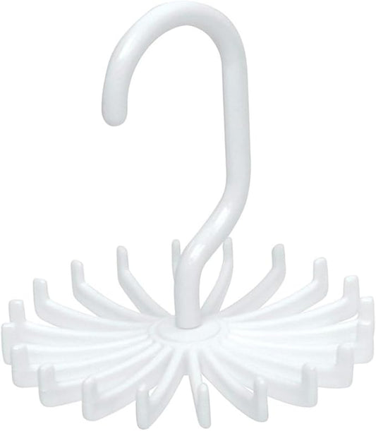 VOSAREA Rotating Tie Hanger Rack Organizer Non-Slip Degrees Tie Storage for Ties Scarves White Plastic Space Saver for Closets Easy to Use No Installation Required