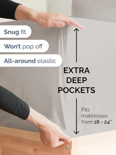CGK Extra Deep Flex Top Split Head King Fitted Sheet Only - Light Grey - Image 2