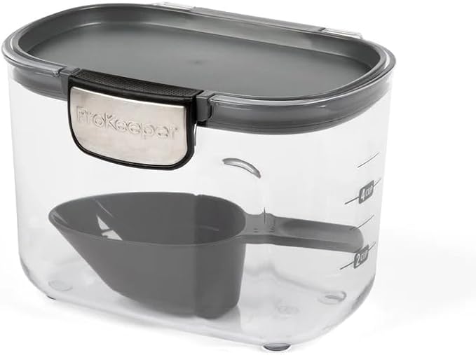 ProKeeper+ by Progressive International Clear Plastic Airtight Food Baker's Kitchen Storage Organization Container Canister Set with Magnetic Accessories (Specialty Flour 1.5-Quart)