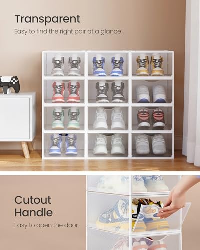 SONGMICS Shoe Boxes, Stackable Sneaker Containers for Closet, 12 Pack - Image 5