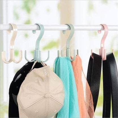 Rotating Scarf Purse Organizer for Closet Tie Rack and Belt Organizer, 4 Pack Plastic Closet Handbag Hanger for Belts,Ties, Bag, Purse,Scarves, Clothing and Other Accessories (Mix)