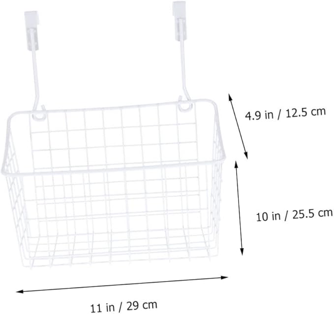 Cabilock Over Door Hanging Storage Basket Organizer White Ventilated Rust Cabinet Rack for Kitchen Bathroom Office Easy Install Required