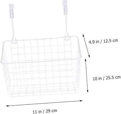Cabilock Over Door Hanging Storage Basket Organizer White Ventilated Rust Cabinet Rack for Kitchen Bathroom Office Easy Install Required