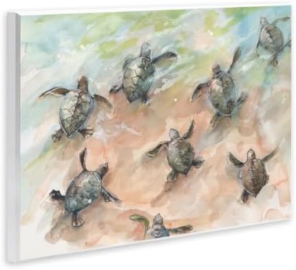 Baby Sea Turtles Coastal, 13 x 19 Inch Mounted Print on Wall Plaque - Image 2